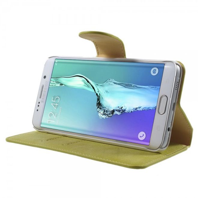 Galaxy S6 Edge Plus Golden Phoenix Echtleder Cover Hülle mit Standfunktion - grün