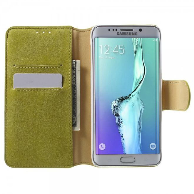 Galaxy S6 Edge Plus Golden Phoenix Echtleder Cover Hülle mit Standfunktion - grün