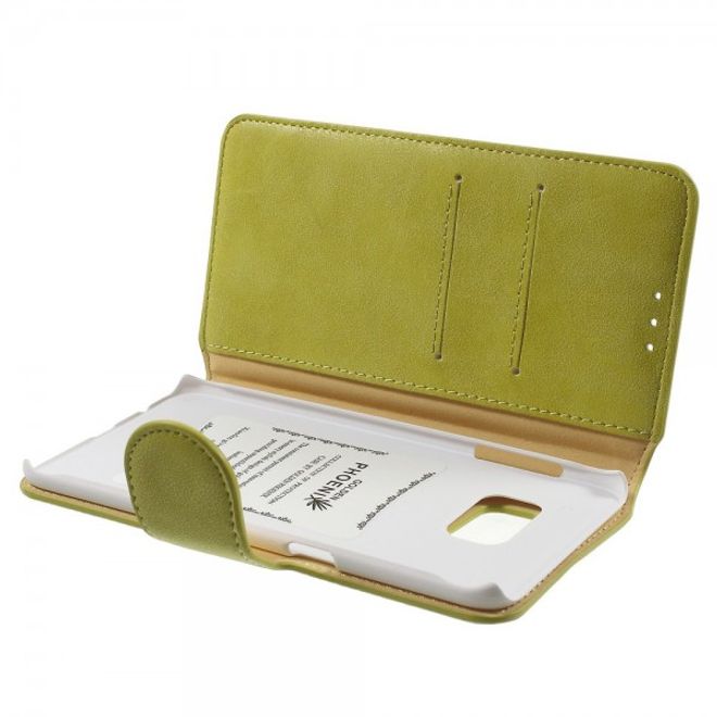 Galaxy S6 Edge Plus Golden Phoenix Echtleder Cover Hülle mit Standfunktion - grün
