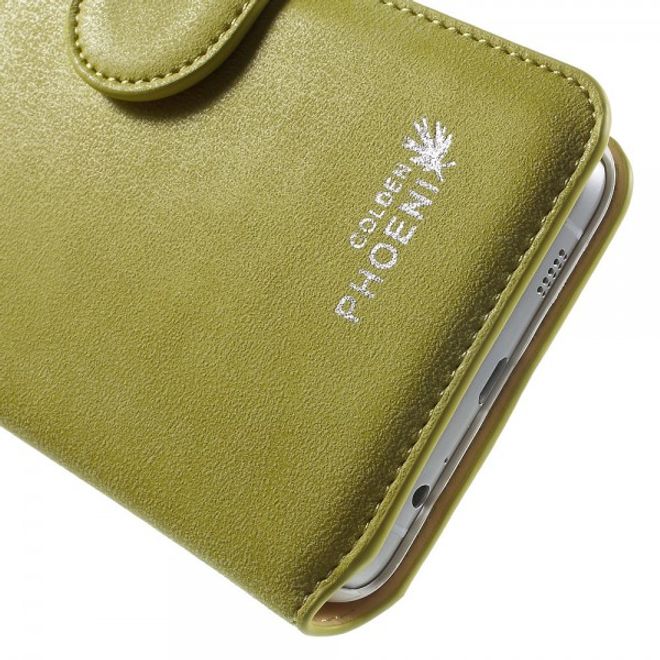 Galaxy S6 Edge Plus Golden Phoenix Echtleder Cover Hülle mit Standfunktion - grün