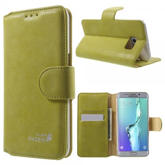 Galaxy S6 Edge Plus Golden Phoenix Echtleder Cover Hülle mit Standfunktion - grün