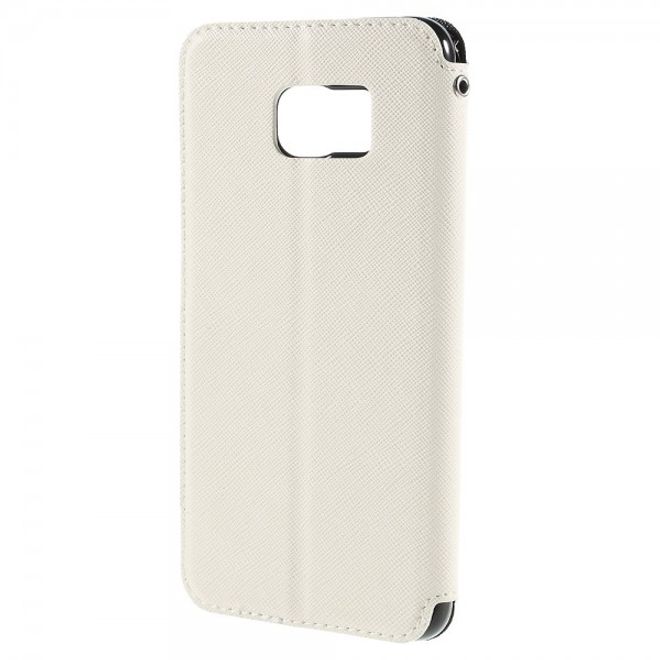 Galaxy S6 Edge Plus Roar Korea Modische Leder Case Hülle mit kleinem Fenster - weiss