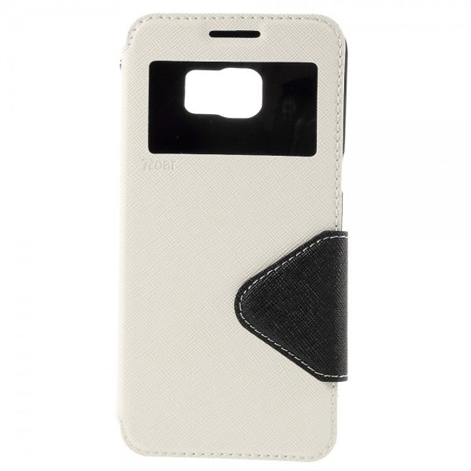 Galaxy S6 Edge Plus Roar Korea Modische Leder Case Hülle mit kleinem Fenster - weiss