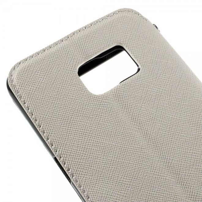 Galaxy S6 Edge Plus Roar Korea Modische Leder Case Hülle mit kleinem Fenster - weiss