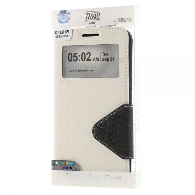 Galaxy S6 Edge Plus Roar Korea Modische Leder Case Hülle mit kleinem Fenster - weiss