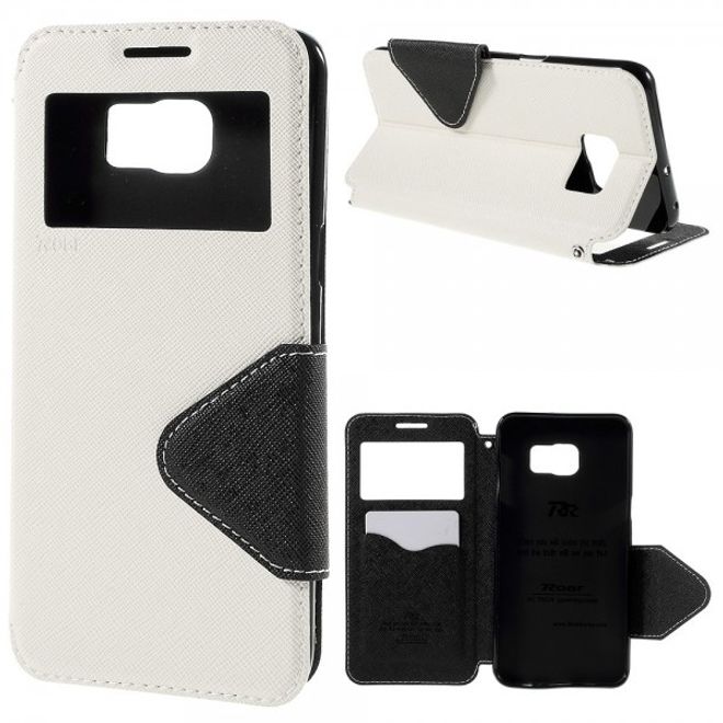 Galaxy S6 Edge Plus Roar Korea Modische Leder Case Hülle mit kleinem Fenster - weiss