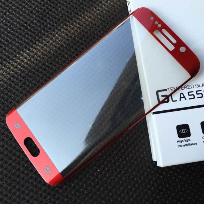 Galaxy S6 Edge Plus Schutzfolie aus gehärtetem Glas mit abgerundeten Ecken von FEMA - rot