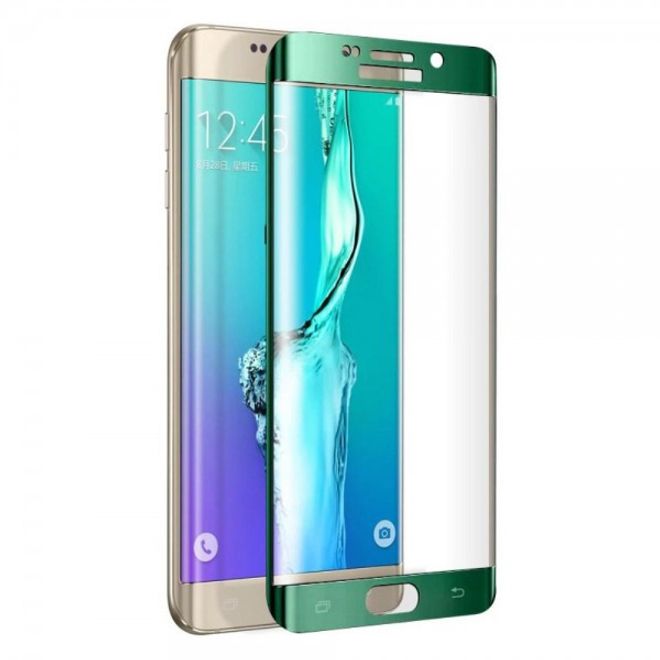 Galaxy S6 Edge Plus Schutzfolie aus gehärtetem Glas mit abgerundeten Ecken von FEMA - grün