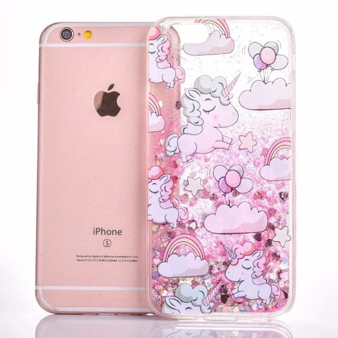 Samsung Galaxy S6 Einhorn Glitzer Hülle - Bling Bling Case aus Plastik - pink