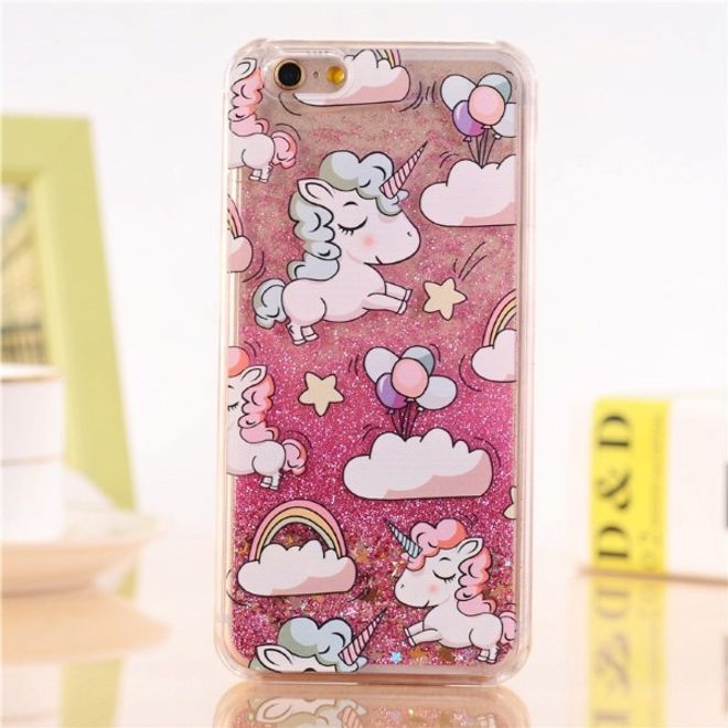 Samsung Galaxy S6 Einhorn Glitzer Hülle - Bling Bling Case aus Plastik - pink