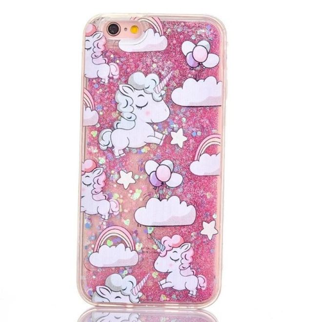 Samsung Galaxy S6 Einhorn Glitzer Hülle - Bling Bling Case aus Plastik - pink