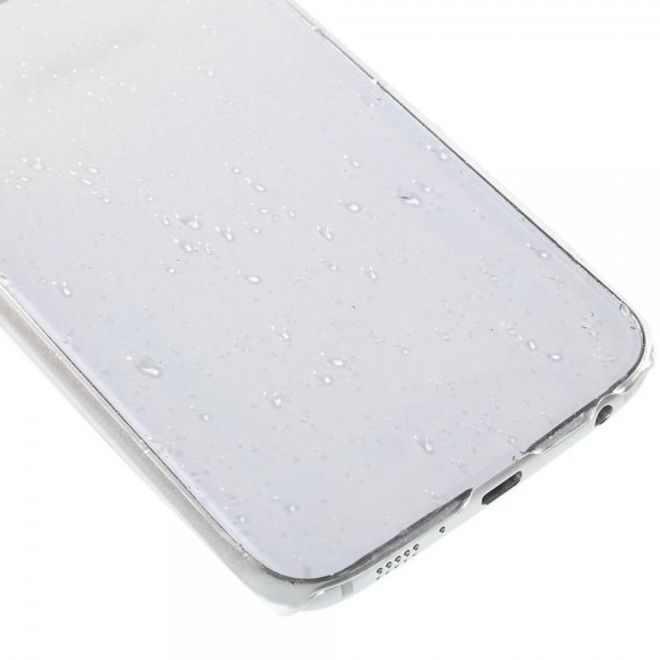 Samsung Galaxy S6 Hart Plastik Handyhülle mit Regentropfen und Farbverlauf - weiss