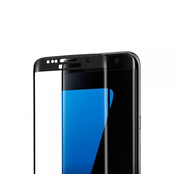 Samsung Galaxy S7 Edge Baseus Schutzfolie aus gehärtetem Glas (reicht über die gesamte Vorderseite) - schwarz