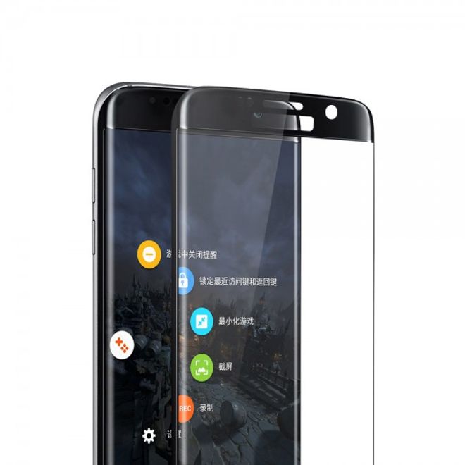 Samsung Galaxy S7 Edge Baseus Schutzfolie aus gehärtetem Glas (reicht über die gesamte Vorderseite) - schwarz