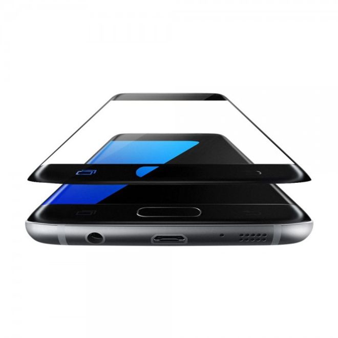 Samsung Galaxy S7 Edge Baseus Schutzfolie aus gehärtetem Glas (reicht über die gesamte Vorderseite) - schwarz