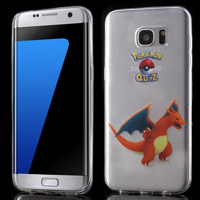 Samsung Galaxy S7 Edge Elastische, dünne Plastik Cover Gummihülle mit Pokemon Glurak