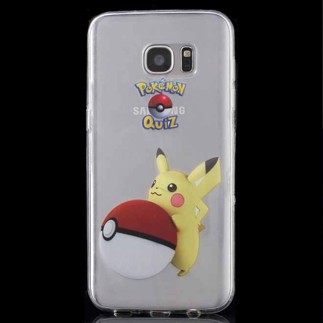 Samsung Galaxy S7 Edge Elastische, dünne Plastik Cover Gummihülle mit Pokeball und Pickachu