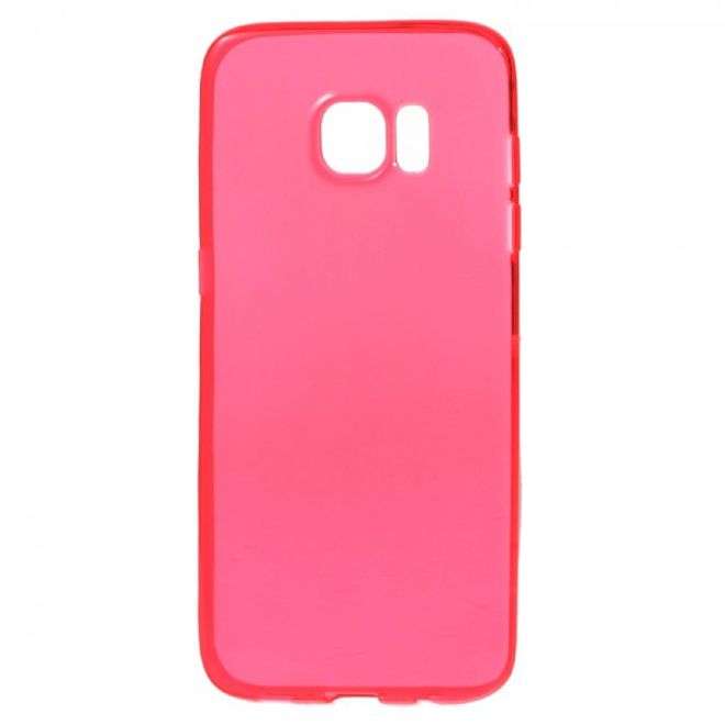 Samsung Galaxy S7 Edge Elastische, durchsichtige Plastik Case Hülle - rot