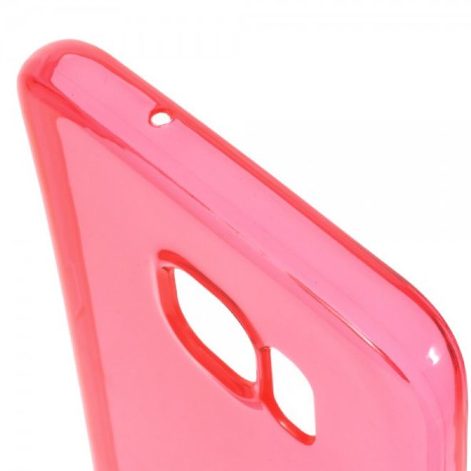 Samsung Galaxy S7 Edge Elastische, durchsichtige Plastik Case Hülle - rot