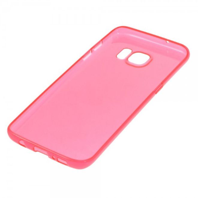 Samsung Galaxy S7 Edge Elastische, durchsichtige Plastik Case Hülle - rot