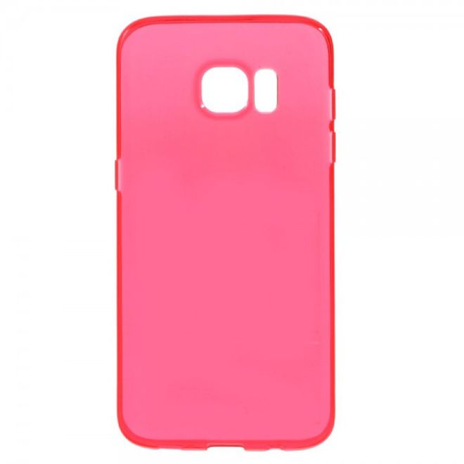 Samsung Galaxy S7 Edge Elastische, durchsichtige Plastik Case Hülle - rot