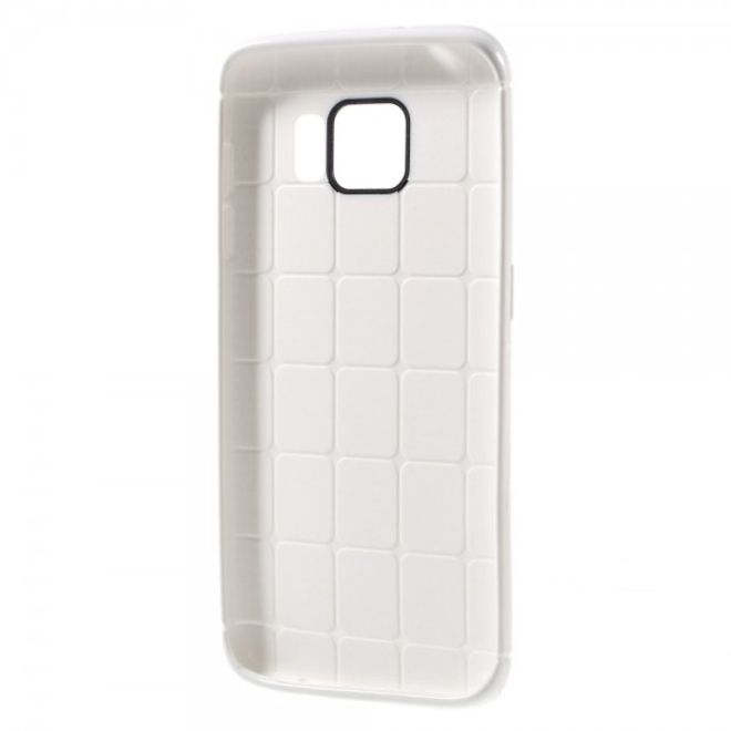 Samsung Galaxy S7 Edge Elastische, gepunktete Plastik Case Hülle - weiss