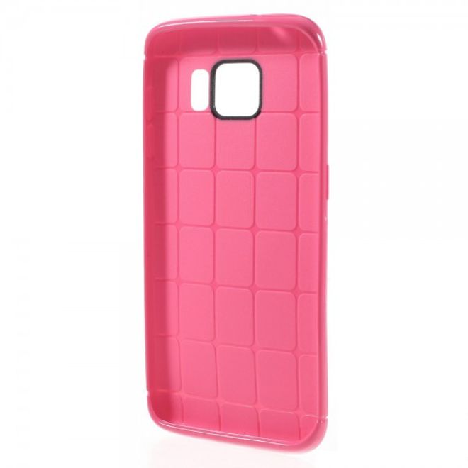 Samsung Galaxy S7 Edge Elastische, gepunktete Plastik Case Hülle - rosa