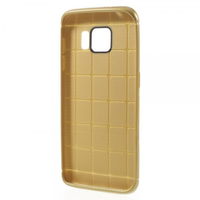 Samsung Galaxy S7 Edge Elastische, gepunktete Plastik Case Hülle - champagnerfarben