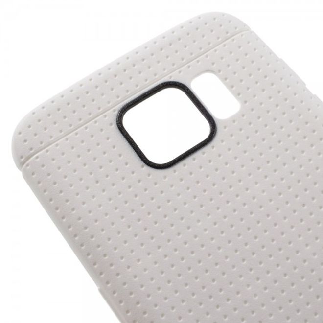 Samsung Galaxy S7 Edge Elastische, gepunktete Plastik Case Hülle - weiss