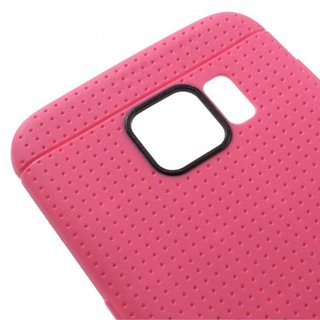 Samsung Galaxy S7 Edge Elastische, gepunktete Plastik Case Hülle - rosa