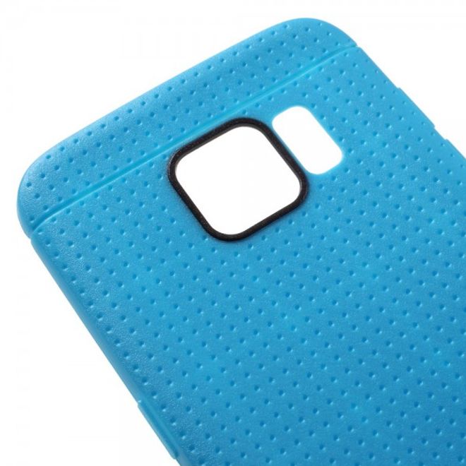 Samsung Galaxy S7 Edge Elastische, gepunktete Plastik Case Hülle - blau