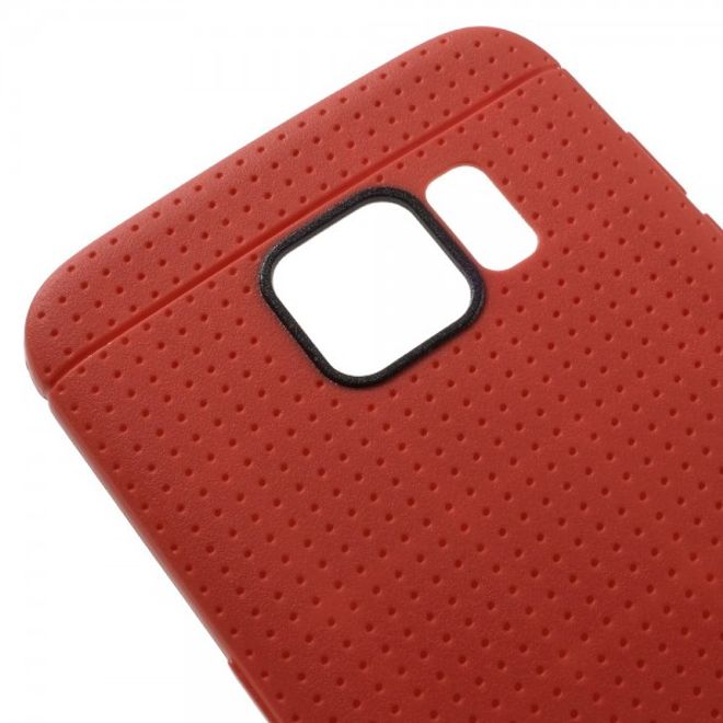 Samsung Galaxy S7 Edge Elastische, gepunktete Plastik Case Hülle - rot