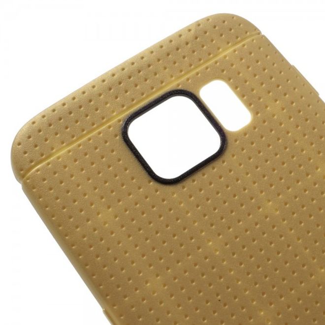 Samsung Galaxy S7 Edge Elastische, gepunktete Plastik Case Hülle - champagnerfarben
