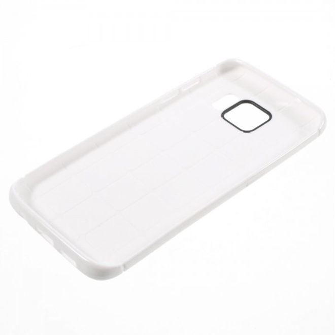 Samsung Galaxy S7 Edge Elastische, gepunktete Plastik Case Hülle - weiss