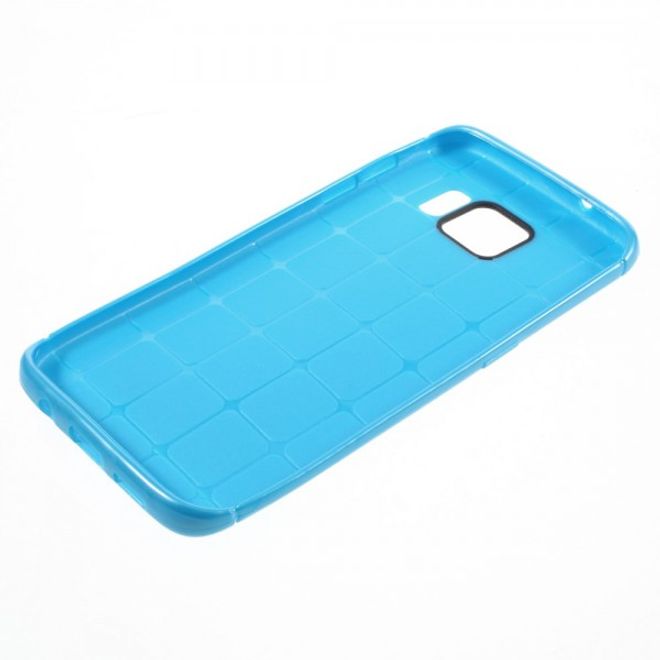 Samsung Galaxy S7 Edge Elastische, gepunktete Plastik Case Hülle - blau