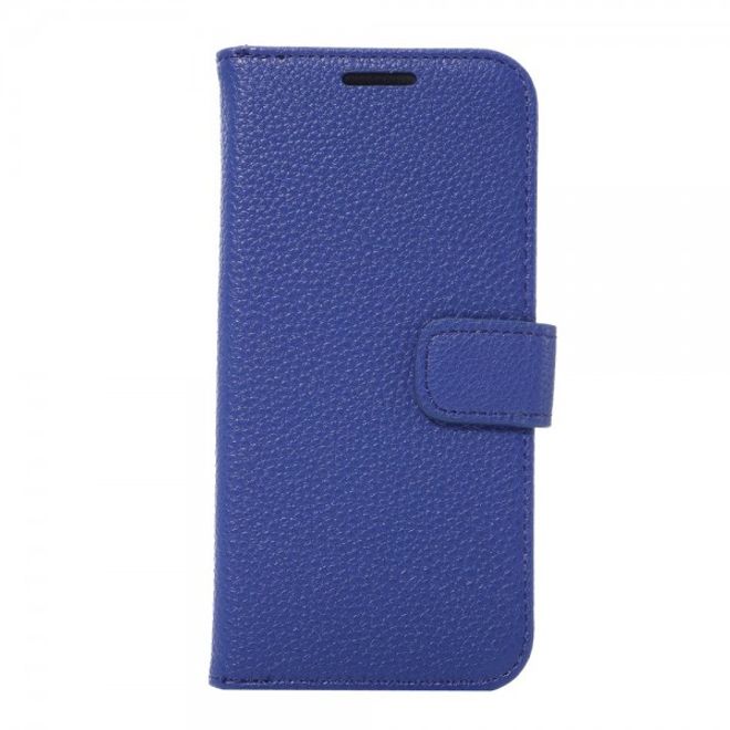 Samsung Galaxy S7 Edge Elegante Leder Case Hülle mit Litchitextur und Standfunktion - blau