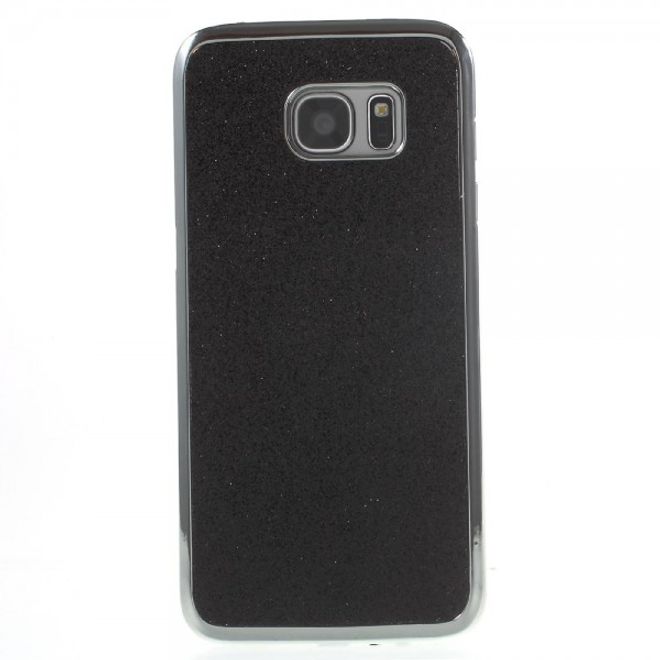 Samsung Galaxy S7 Edge Glitzernde Hart Plastik Case Handy Hülle - schwarz