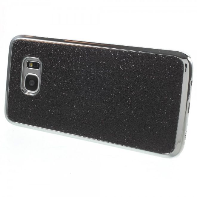Samsung Galaxy S7 Edge Glitzernde Hart Plastik Case Handy Hülle - schwarz