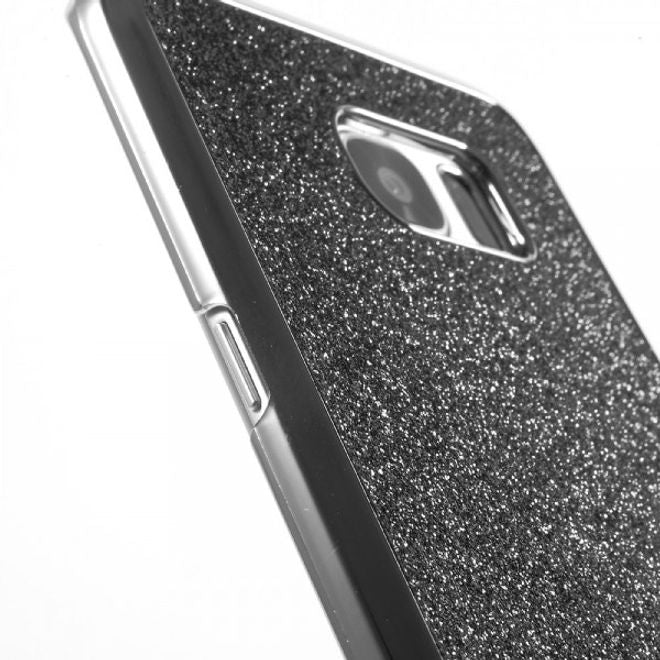 Samsung Galaxy S7 Edge Glitzernde Hart Plastik Case Handy Hülle - schwarz