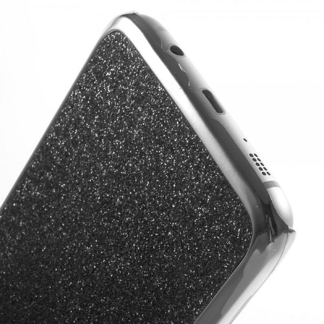Samsung Galaxy S7 Edge Glitzernde Hart Plastik Case Handy Hülle - schwarz