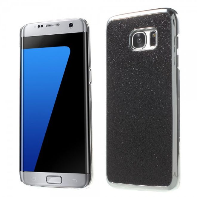 Samsung Galaxy S7 Edge Glitzernde Hart Plastik Case Handy Hülle - schwarz
