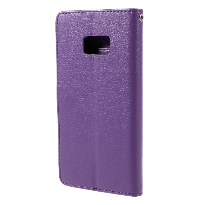 Samsung Galaxy S7 Edge Handyhülle - Case aus Leder - mit Lichtitextur und Magnetverschluss - purpur