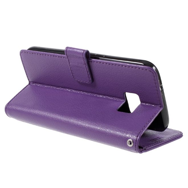 Samsung Galaxy S7 Edge Handyhülle - Case aus Leder - mit Lichtitextur und Magnetverschluss - purpur