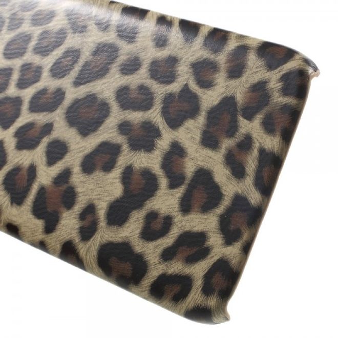 Samsung Galaxy S7 Edge Hart Plastik Case Hülle mit lederartiger Oberfläche und Leopardmuster - braun