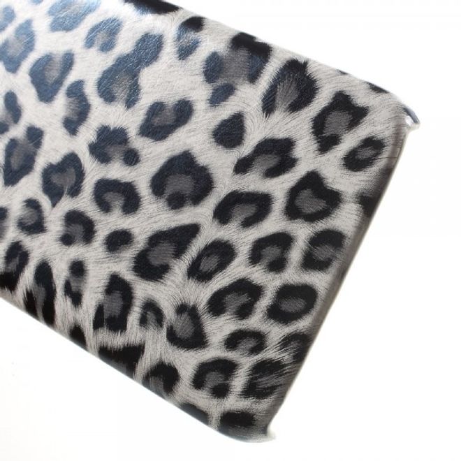 Samsung Galaxy S7 Edge Hart Plastik Case Hülle mit lederartiger Oberfläche und Leopardmuster - weiss