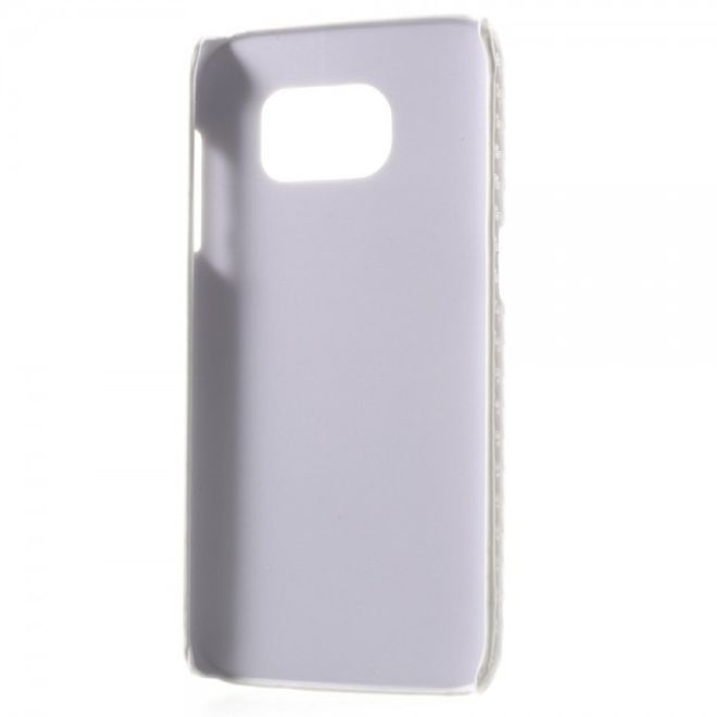 Samsung Galaxy S7 Edge Hart Plastik Case Hülle mit lederartiger Oberfläche und Karbonmuster - weiss
