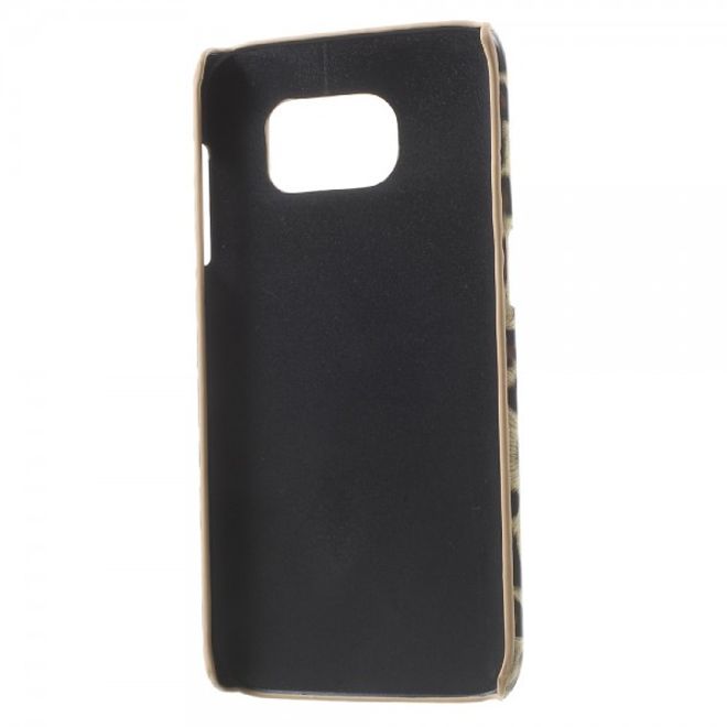 Samsung Galaxy S7 Edge Hart Plastik Case Hülle mit lederartiger Oberfläche und Leopardmuster - braun