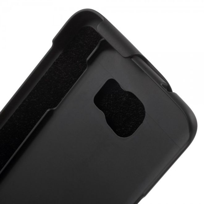 Samsung Galaxy S7 Edge Hart Plastik Case mit Linienmuster und Gurthalterung - schwarz