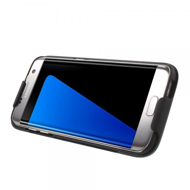 Samsung Galaxy S7 Edge Hart Plastik Case mit Linienmuster und Gurthalterung - schwarz