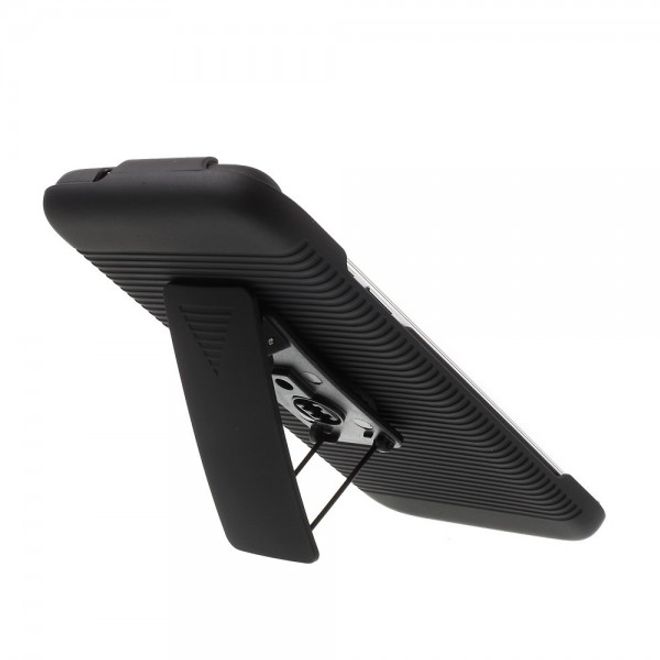 Samsung Galaxy S7 Edge Hart Plastik Case mit Linienmuster und Gurthalterung - schwarz